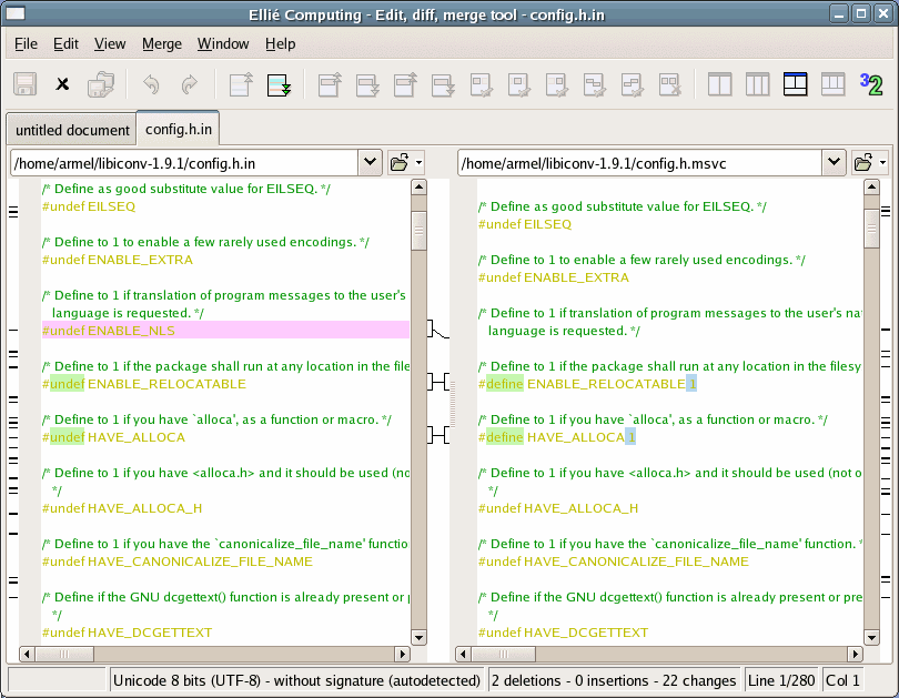 Screenshot of ECMerge Standard (Linux) 1.2